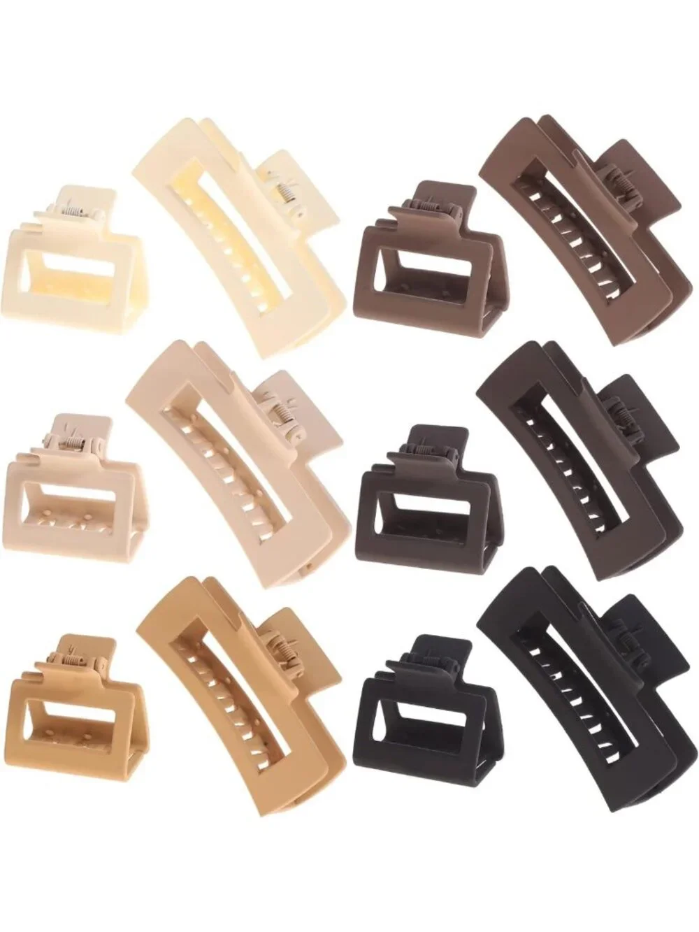 12 Pack Neutral Square Claw Clips - Non-Slip Matte Hair Clips for All Hair Types